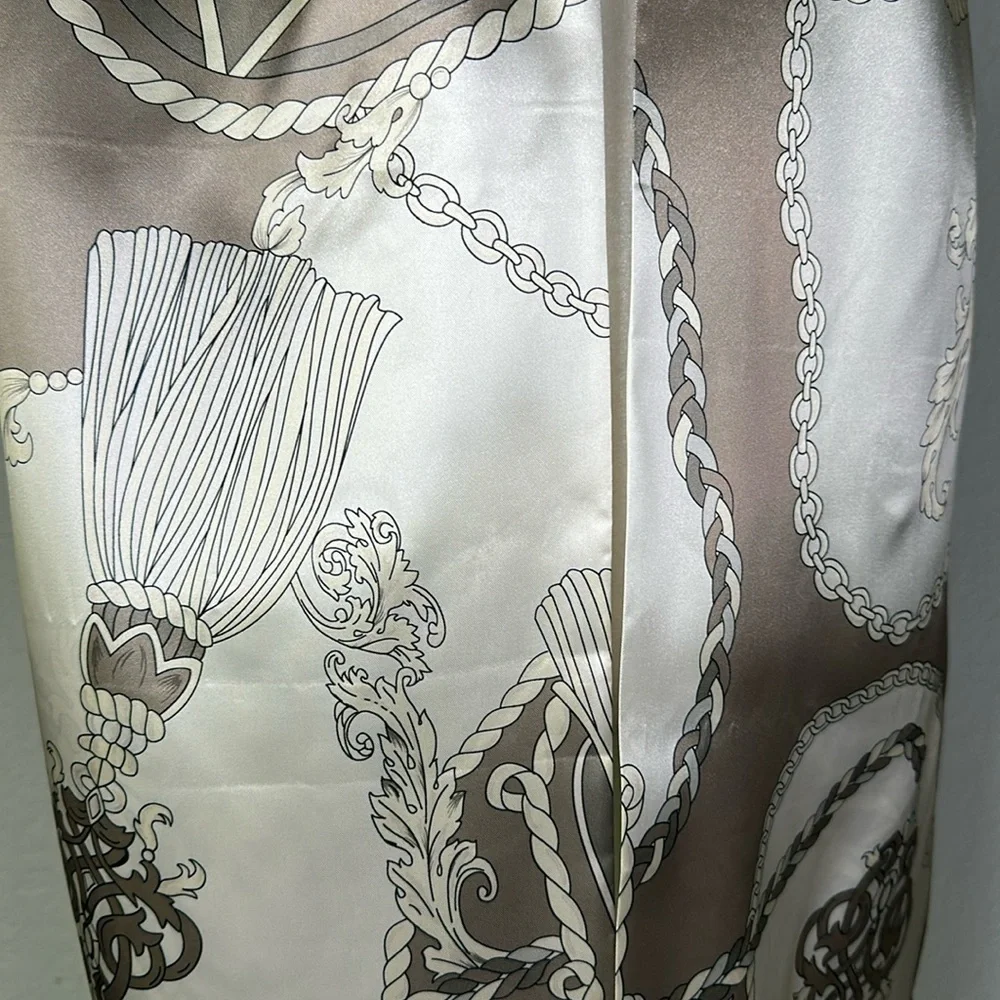 Dennis Basso Taupe Neutral Chain Scarf Wrap